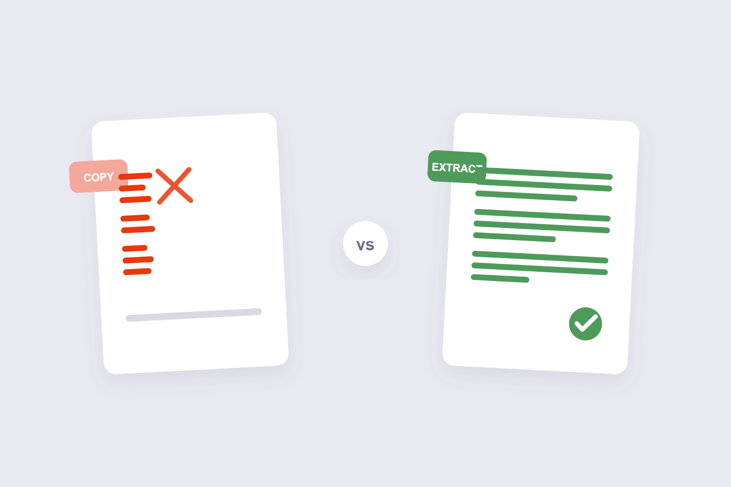 Broken copy-paste lines versus clean extracted paragraphs