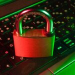 Digital padlock on a keyboard representing file hash verification and integrity checking
