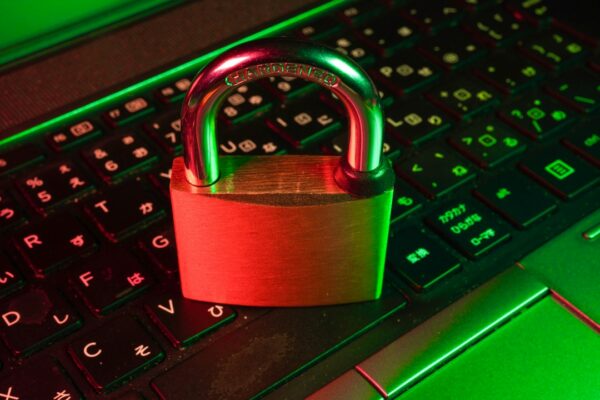 Digital padlock on a keyboard representing file hash verification and integrity checking