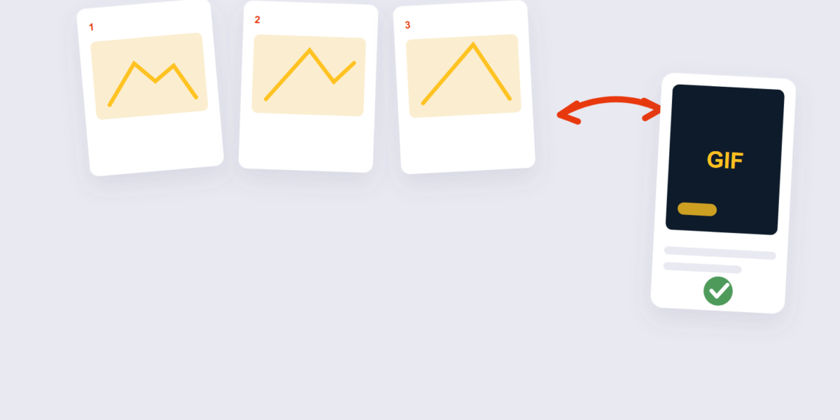 Three numbered image frames combining into one GIF animation