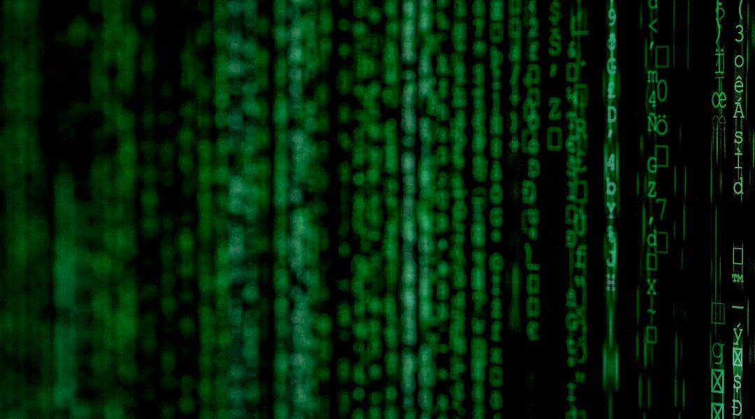 Glowing green digital code representing Base64 text encoding