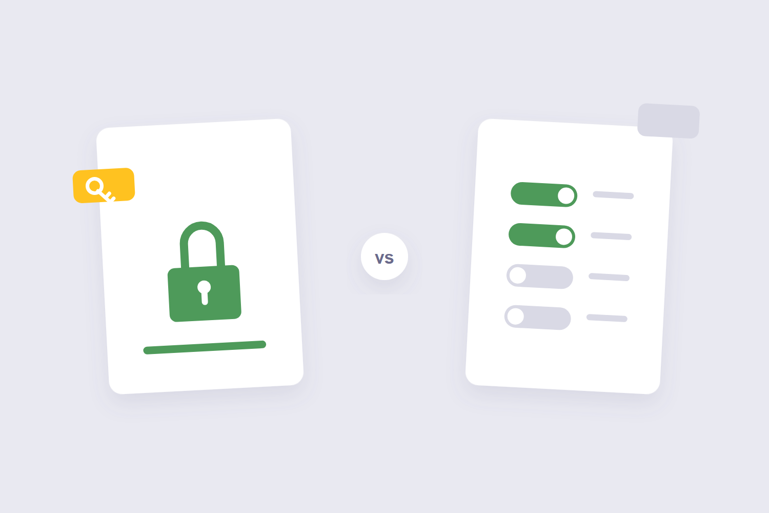Open password with padlock versus permissions password with toggle switches