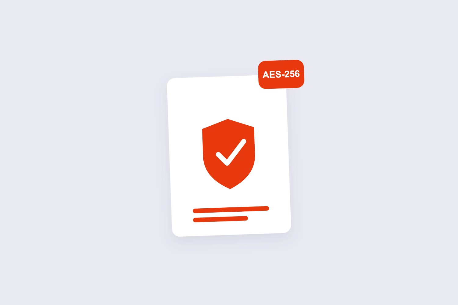 PDF document protected with AES-256 encryption shield