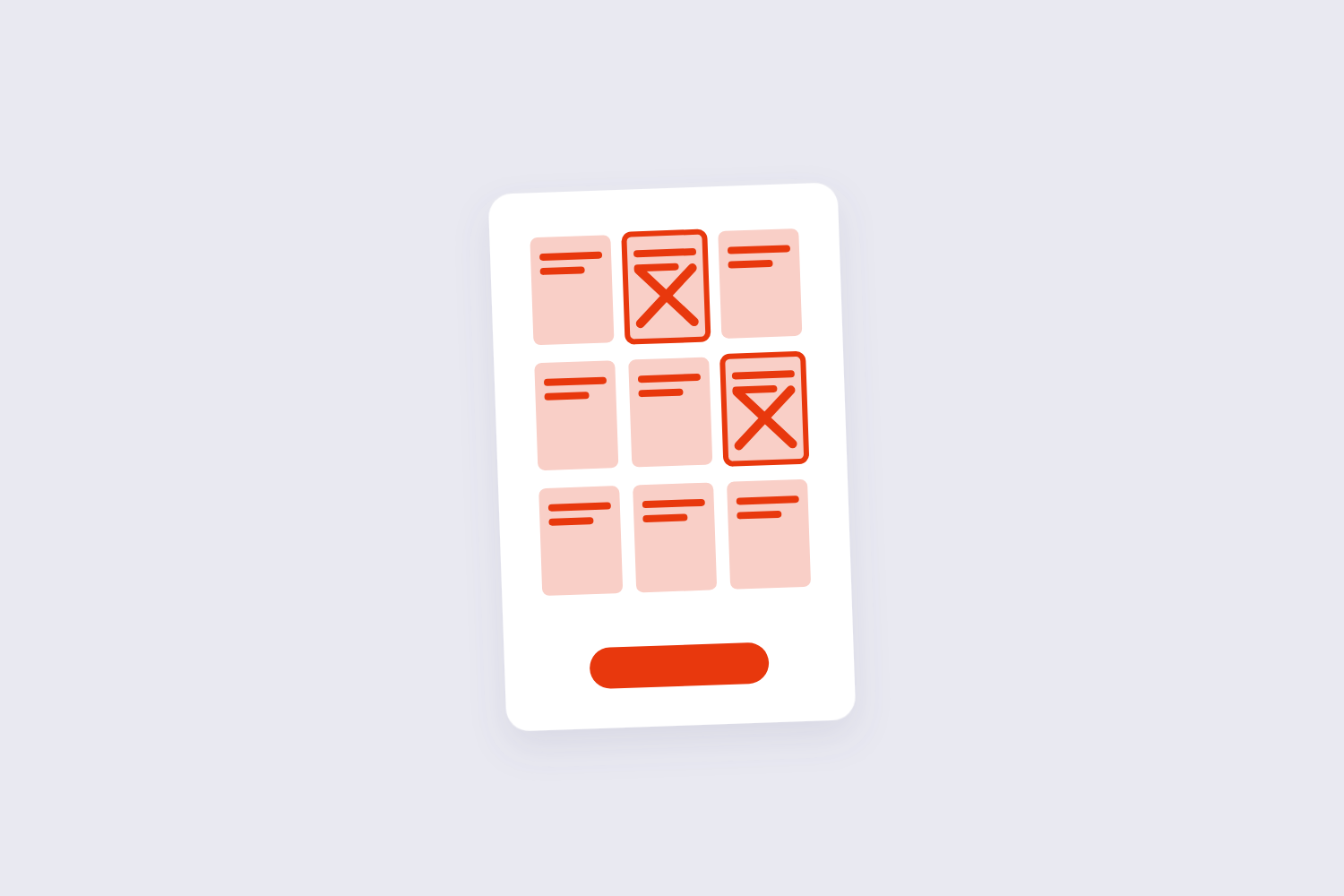 Thumbnail grid with selected pages marked for deletion