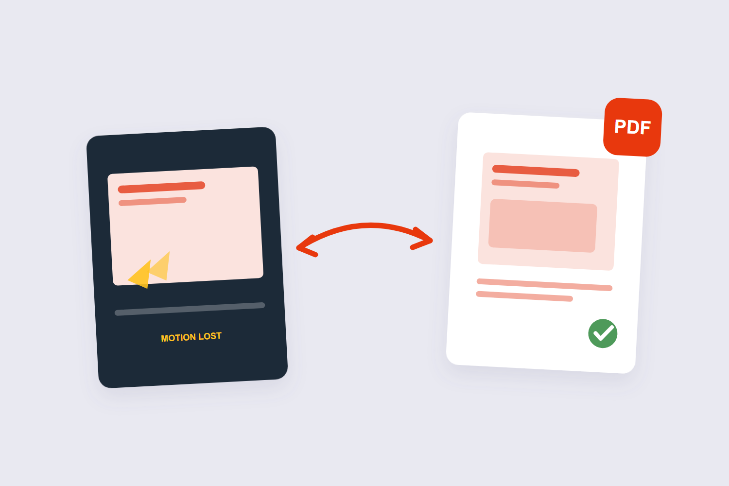 Animated presentation slide becoming a static PDF page