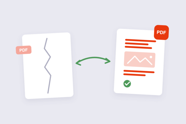 Cracked PDF document rebuilt into an intact readable file