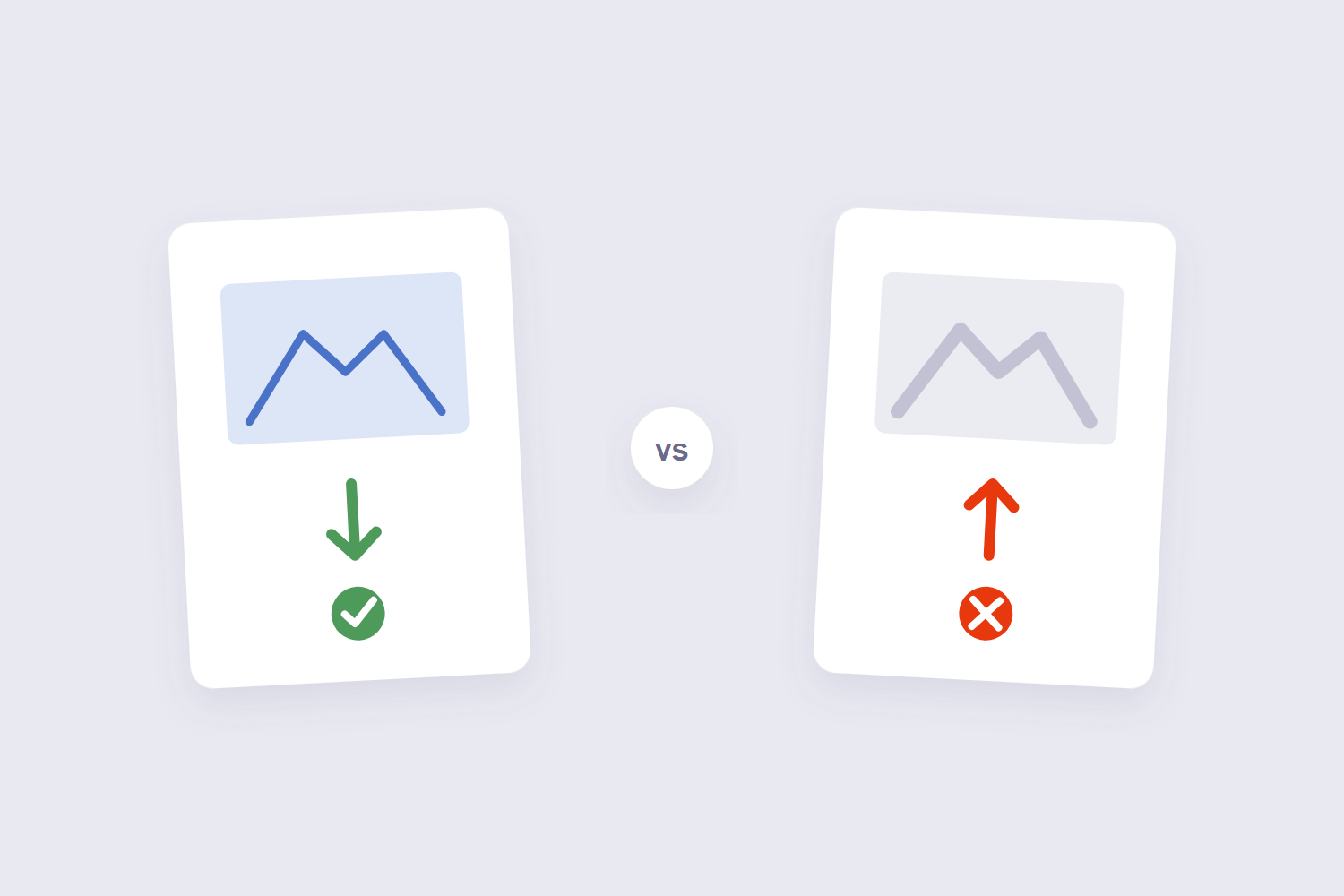 Sharp downscale with checkmark versus blurry upscale with cross